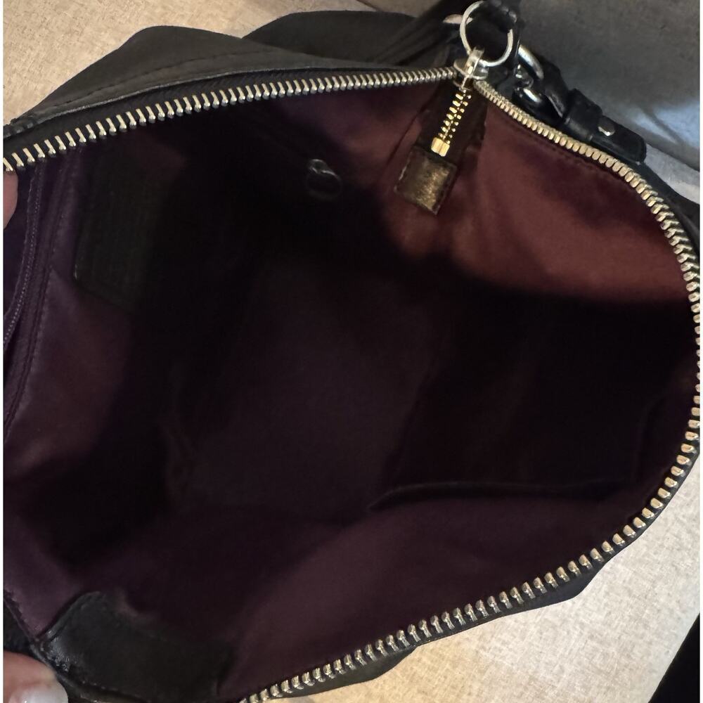 Coach Mia Satchel 15729 Black Leather Silver Hardware Purple Lining - Picture 11 of 13